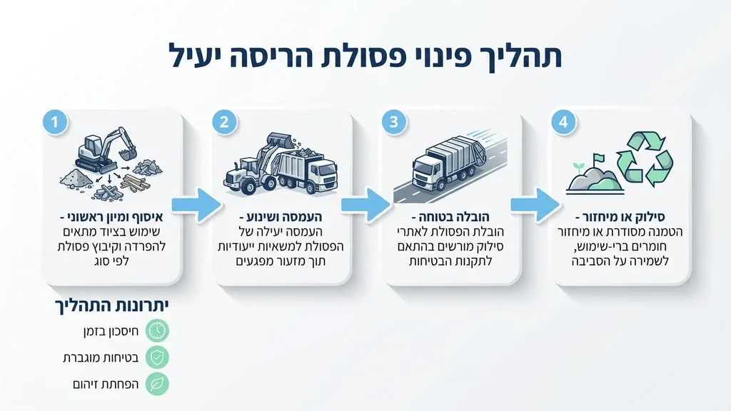 מחפרון מבצע הריסה ופינוי פסולת בניין למשאית